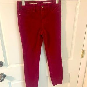 Anthropologie Pilcro and the Letterpress Wine Red Velvet High Rise Skinny Pants